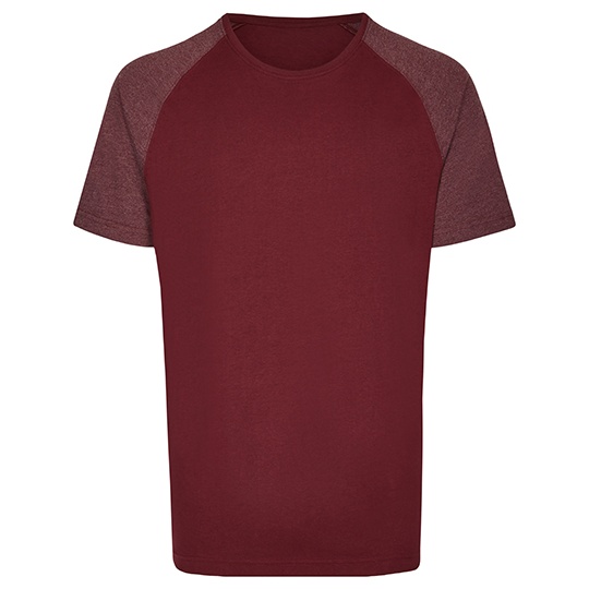 Koszulka Męska Raglanowa Bawełniana Klasyczna MY110 - Burgundy & Heather Burgundy