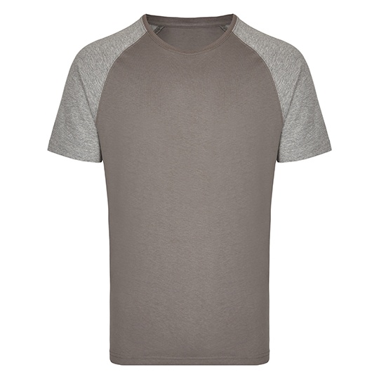 Koszulka Meska Raglanowa Bawelniana Klasyczna MY110 - Grey Solid & Heather Grey