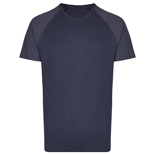 Koszulka Meska Raglanowa Bawelniana Klasyczna MY110 - Navy & Heather Navy