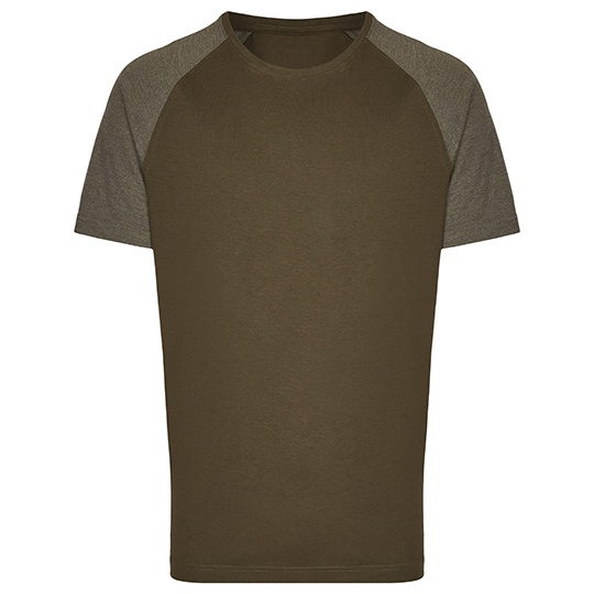 Koszulka Meska Raglanowa Bawelniana Klasyczna MY110 - Olive & Heather Olive