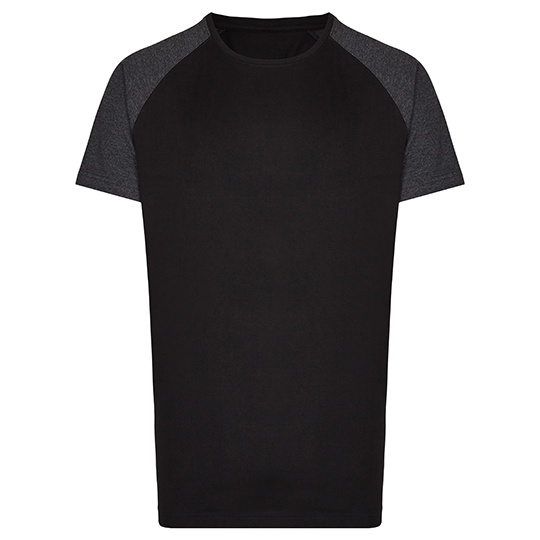 T-shirt Męski Długi Raglan Bawełniany MY111 - Black & Heather Black