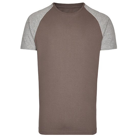 Długi T-shirt męski z krótkim rękawem raglanowym MY111 - Grey Solid & Heather Grey
