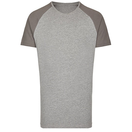 T-shirt Meski Dlugi Raglan Bawelniany MY111 - Heather Grey & Grey Solid