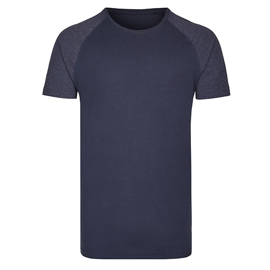 T-shirt Meski Dlugi Raglan Bawelniany MY111 - Navy & Heather Navy