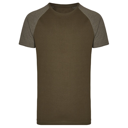 T-shirt Męski Długi Raglan Bawełniany MY111 - Olive & Heather Olive