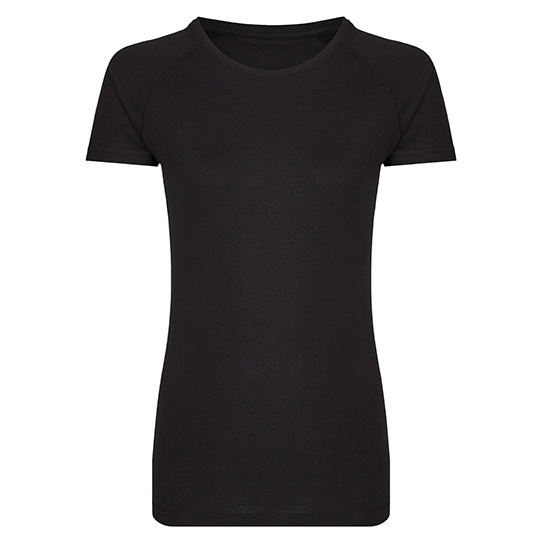 T-shirt Dopasowany Damski Bawelna z Elastanem MY120 - Black & Black