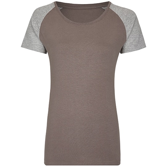 T-shirt Dopasowany Damski Bawelna z Elastanem MY120 - Grey Solid & Heather Grey