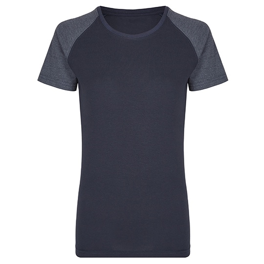 T-shirt Dopasowany Damski Bawelna z Elastanem MY120 - Navy & Heather Navy