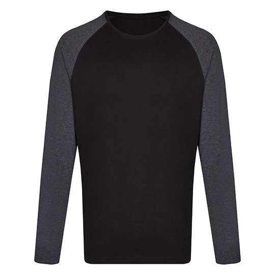 Koszulka z Dlugim Rekawem Raglanowa Unisex Bawelniana MY210 - Black & Heather Black
