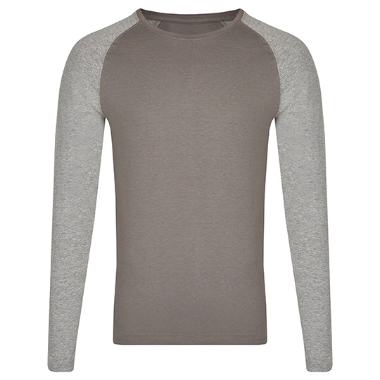 Koszulka z Dlugim Rekawem Raglanowa Unisex Bawelniana MY210 - Grey Solid & Heather Grey