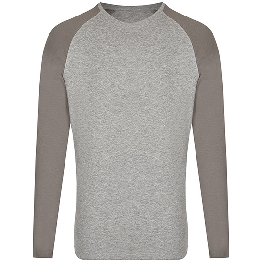Koszulka z Dlugim Rekawem Raglanowa Unisex Bawelniana MY210 - Heather Grey & Grey Solid