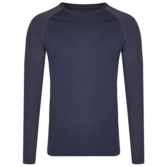 Koszulka z Dlugim Rekawem Raglanowa Unisex Bawelniana MY210 - Navy & Heather Navy
