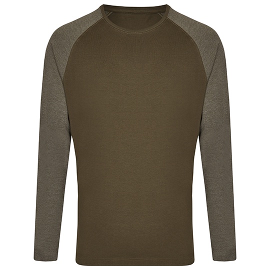 Koszulka z Dlugim Rekawem Raglanowa Unisex Bawelniana MY210 - Olive & Heather Olive