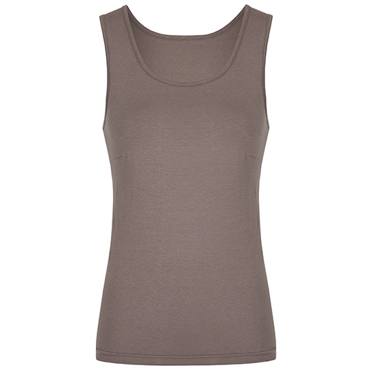 Top Damski Dopasowany Bawelniany z Elastanem MY320 - Grey Solid
