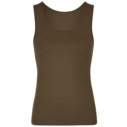 Top Damski Dopasowany Bawelniany z Elastanem MY320 - Olive
