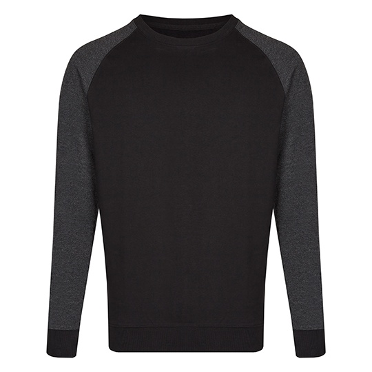 Bluza Meska Z Okraglym Dekoltem Bawelniana Trzywarstwowa MY510 - Black & Heather Black