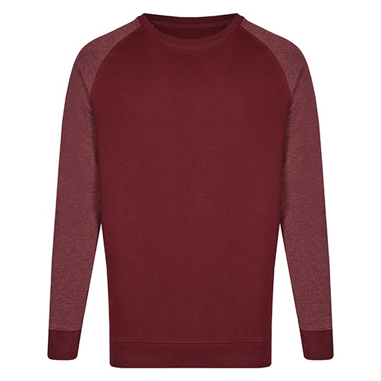 Bluza Męska Z Okrągłym Dekoltem Bawełniana Trzywarstwowa MY510 - Burgundy & Heather Burgundy