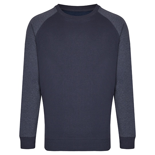 Bluza Męska Z Okrągłym Dekoltem Bawełniana Trzywarstwowa MY510 - Navy & Heather Navy