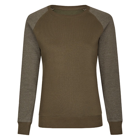 Bluza Damska Slim Bawelniana Trzywarstwowa MY520 - Olive & Heather Olive