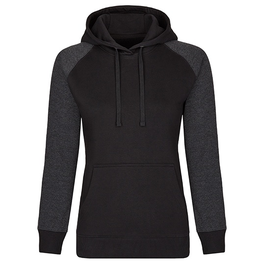 Bluza Damska Klasyczna Bawelniana z Kapturem MY620 - Black & Heather Black