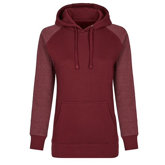 Bluza Damska Klasyczna Bawelniana z Kapturem MY620 - Burgundy & Heather Burgundy