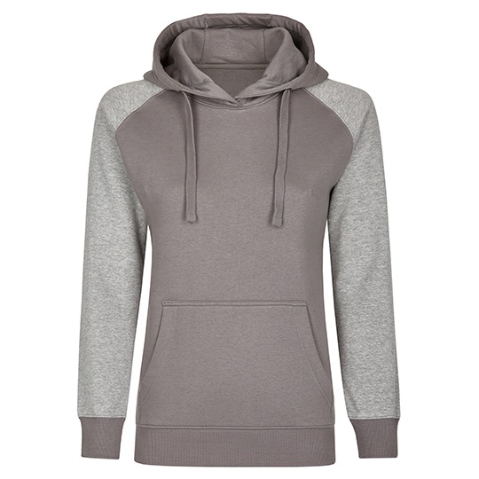 Damska bluza z kapturem raglanową MY620 - Grey Solid & Heather Grey