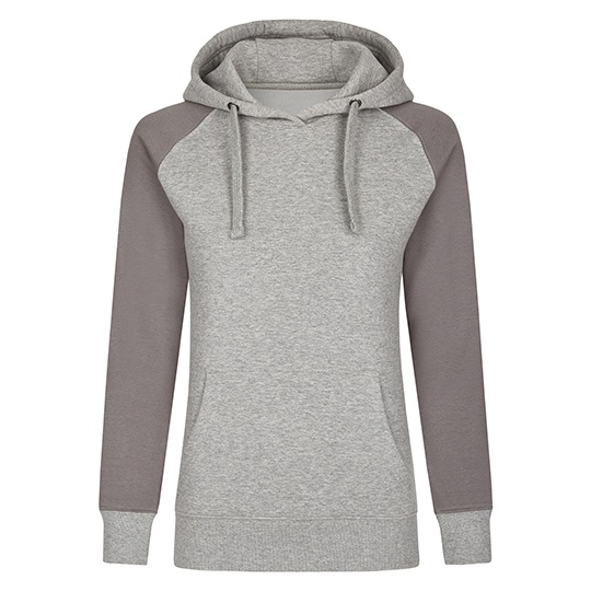 Damska bluza z kapturem raglanowa MY620 - Heather Grey & Grey Solid