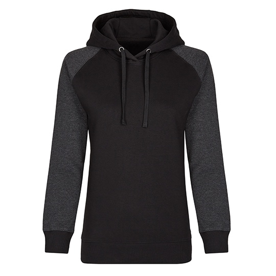 Bluza Damska z Kapturem Bawelniana MY621 - Black & Heather Black