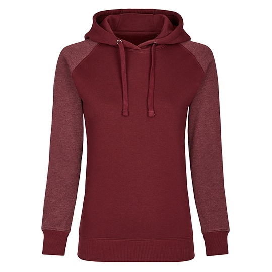 Bluza Damska z Kapturem Bawelniana MY621 - Burgundy & Heather Burgundy