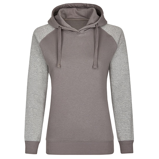 Bluza Damska z Kapturem Bawełniana MY621 - Grey Solid & Heather Grey