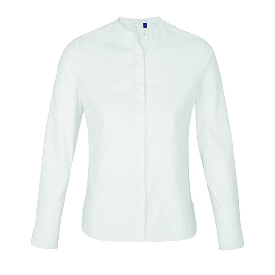 Koszula Damska Dopasowana Popelina Kolnierz Mao NB3787 - Optic White