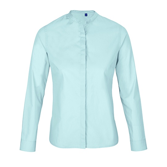 Koszula Damska Dopasowana Popelina Kolnierz Mao NB3787 - Soft Blue