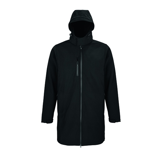 Męski Długi Softshell Wodoodporny z Odpinanym Kapturem NB3793 - Deep Black