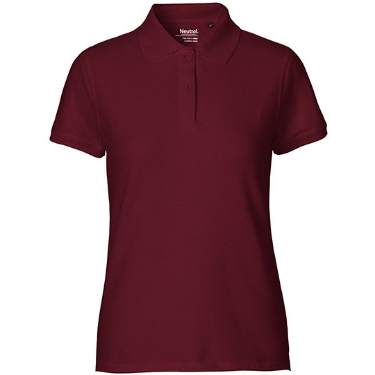 Koszulka Polo Damska Klasyczna Bawelniana Organiczna NE22980 - Bordeaux