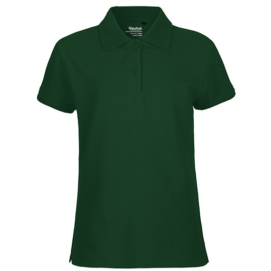 Koszulka Polo Damska Klasyczna Bawelniana Organiczna NE22980 - Bottle Green