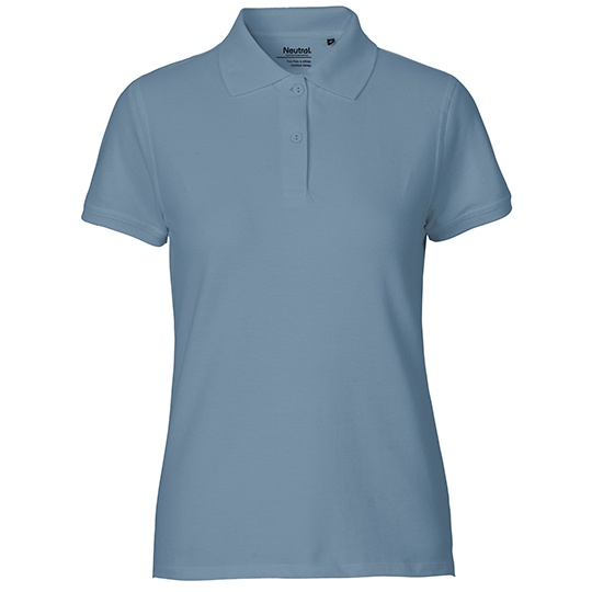 Koszulka Polo Damska Klasyczna Bawelniana Organiczna NE22980 - Dusty Indigo