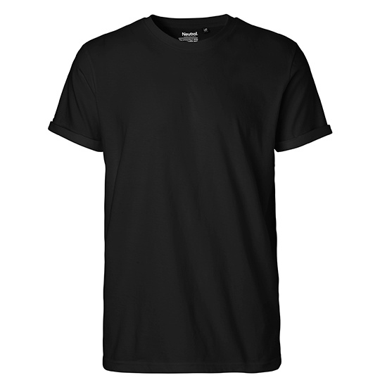 Męski T-shirt z wywiniętym rękawem NE60012 - Black