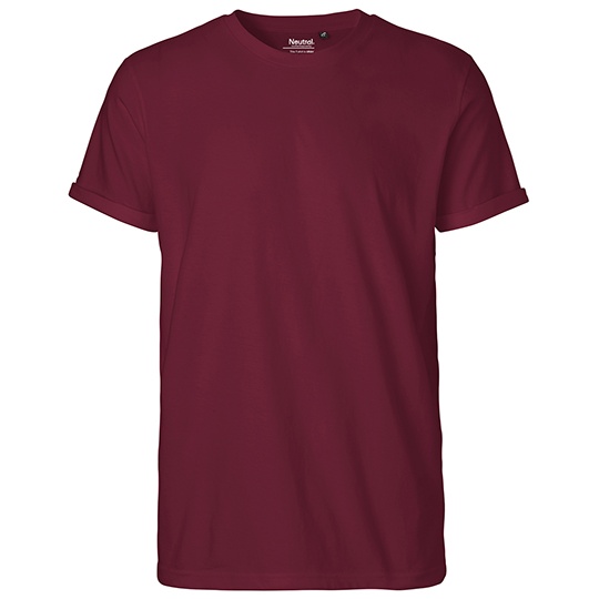 T-shirt Męski Dopasowany Bawełna Organiczna NE60012 - Bordeaux