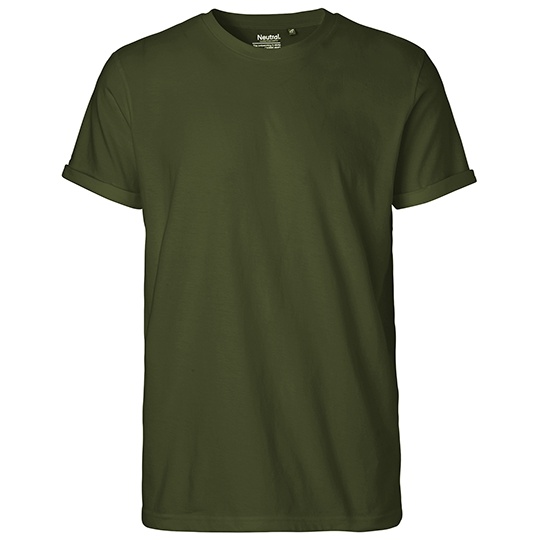 T-shirt Męski Dopasowany Bawełna Organiczna NE60012 - Military