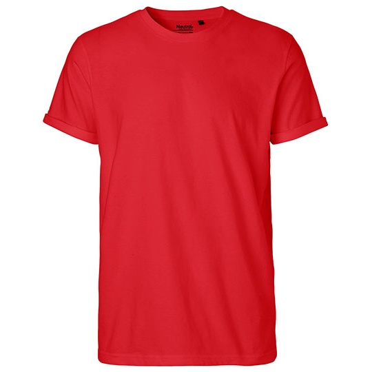 T-shirt Męski Dopasowany Bawełna Organiczna NE60012 - Red
