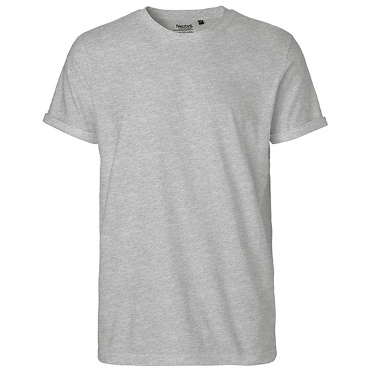 Męski T-shirt z Wywiniętym Rękawem NE60012 - Sport Grey