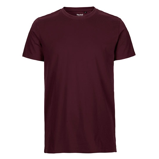 T-shirt Męski Dopasowany Bawełna Organiczna NE61001 - Bordeaux