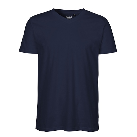 T-shirt męski z dekoltem V dopasowany NE61005 - Navy