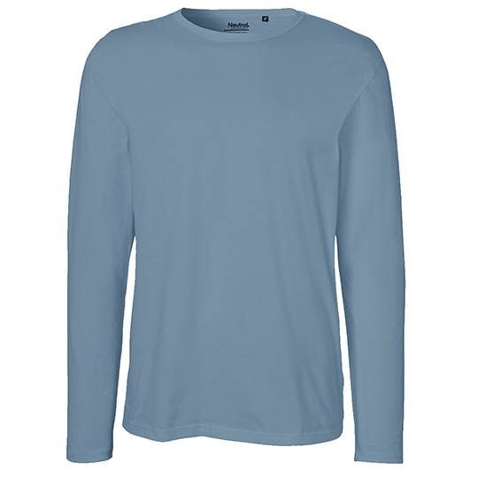 Koszulka z Dlugim Rekawem Dopasowana Bawelna Organiczna NE61050 - Dusty Indigo