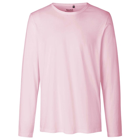 Koszulka z Długim Rękawem Dopasowana Bawełna Organiczna NE61050 - Light Pink