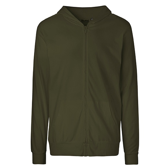 Bluza Unisex z Kapturem i Zamkiem Bawelna Fairtrade NE62301 - Military