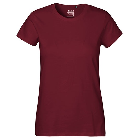 T-shirt Damski Klasyczny Bawelniany NE80001 - Bordeaux