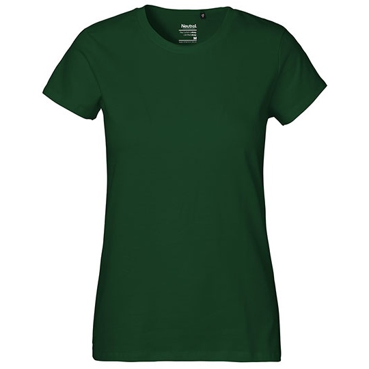 T-shirt Damski Klasyczny Bawelniany NE80001 - Bottle Green