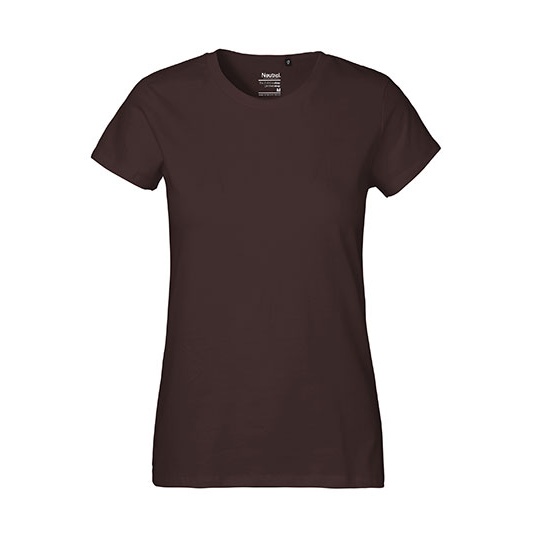 T-shirt Damski Klasyczny Bawelniany NE80001 - Brown