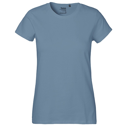 T-shirt Damski Klasyczny Bawelniany NE80001 - Dusty Indigo